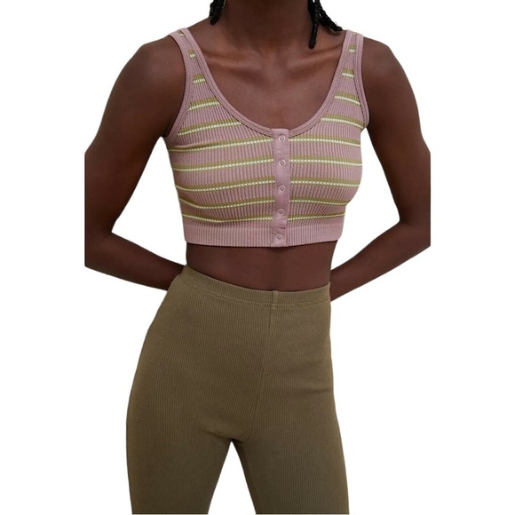 URBAN OUTFITTERS Ribbed High Waist Flare Pants - Picture 2 of 12